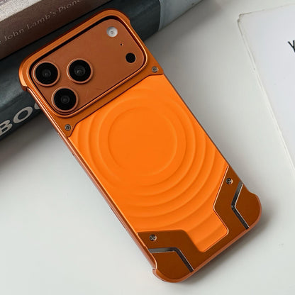 For iPhone 17 Pro Max Frameless Armor Silicone Wave Magnetic Phone Case - Orange - EDA009980301A