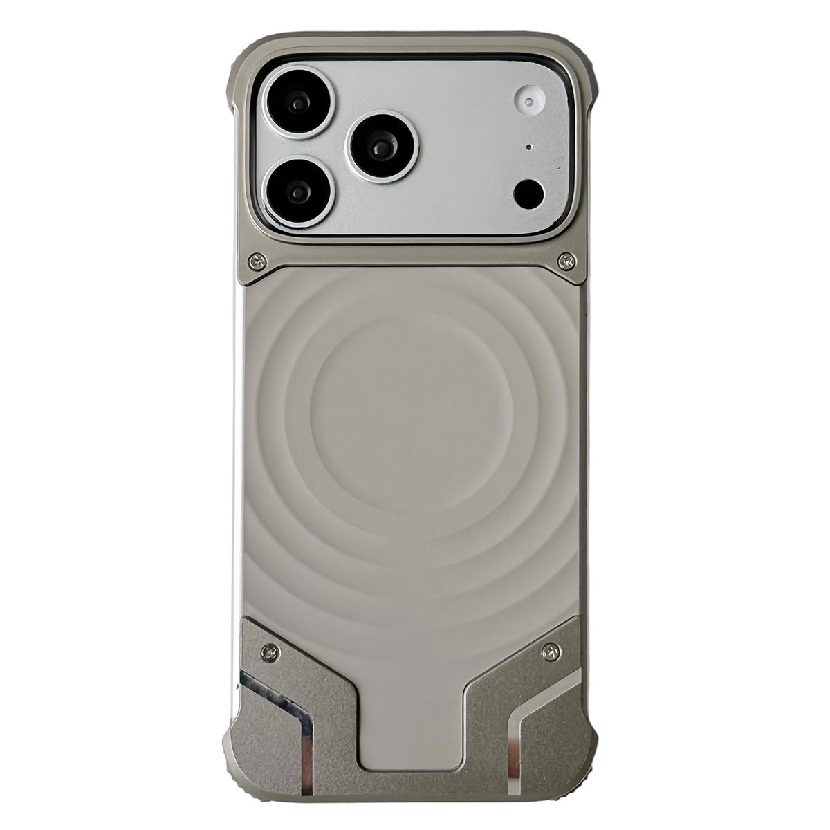 For iPhone 17 Pro Max Frameless Armor Silicone Wave Magnetic Phone Case - Titanium Color - EDA009980301B