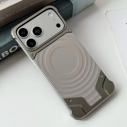For iPhone 17 Pro Max Frameless Armor Silicone Wave Magnetic Phone Case - Titanium Color - EDA009980301B