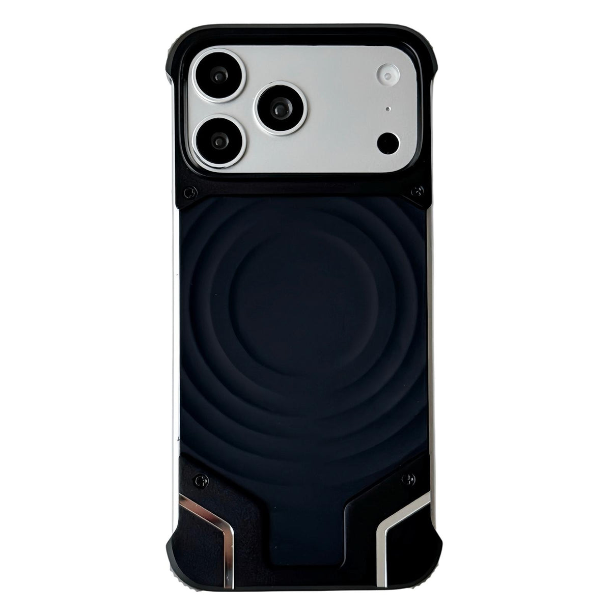 For iPhone 17 Pro Max Frameless Armor Silicone Wave Magnetic Phone Case - Black - EDA009980301C