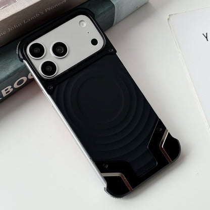 For iPhone 17 Pro Max Frameless Armor Silicone Wave Magnetic Phone Case - Black - EDA009980301C