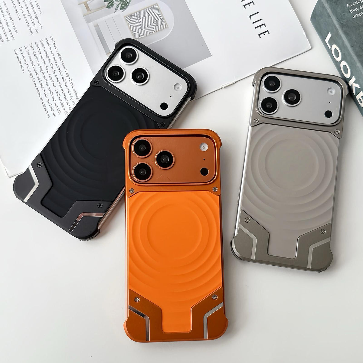 For iPhone 17 Pro Max Frameless Armor Silicone Wave Magnetic Phone Case - Orange - EDA009980301A