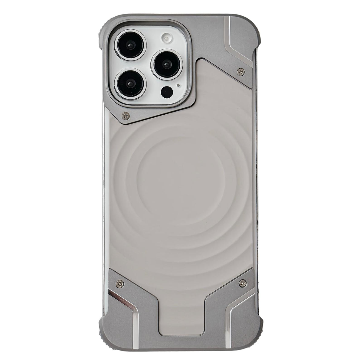 For iPhone 16 Pro Max Frameless Armor Silicone Wave Magnetic Phone Case - Titanium Color - EDA009980601B