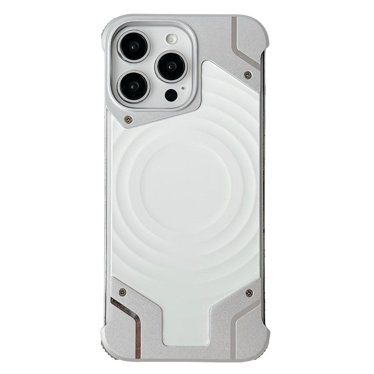 For iPhone 15 Pro Max Frameless Armor Silicone Wave Magnetic Phone Case - Silver - EDA009980602A