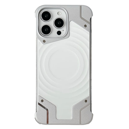 For iPhone 15 Pro Max Frameless Armor Silicone Wave Magnetic Phone Case - Silver - EDA009980602A