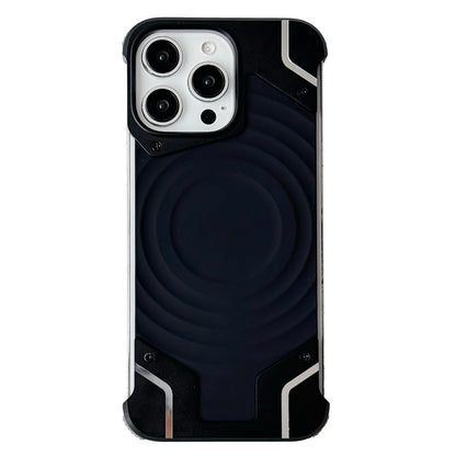 For iPhone 13 Pro Max Frameless Armor Silicone Wave Magnetic Phone Case - Black - EDA009980604C