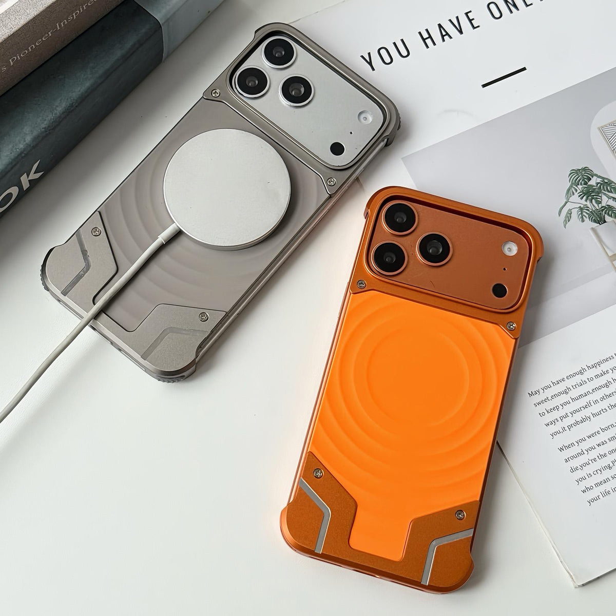 For iPhone 13 Pro Max Frameless Armor Silicone Wave Magnetic Phone Case - Silver - EDA009980604A