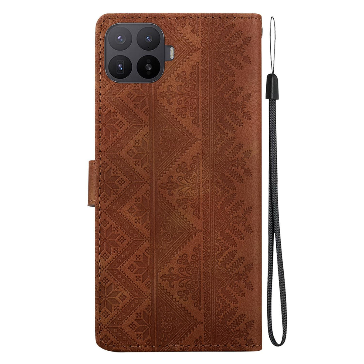 For Xiaomi 17T Pro 5G Ethnic Pattern Embossed Vegan Leather Phone Case - Brown - EDA009980901A
