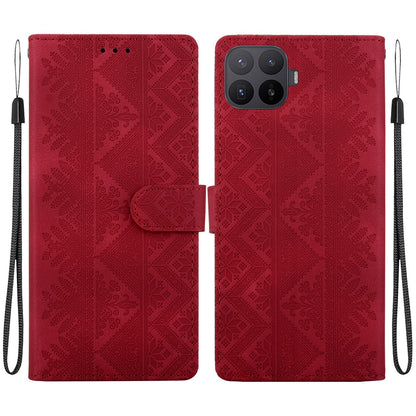 For Xiaomi 17T Pro 5G Ethnic Pattern Embossed Vegan Leather Phone Case - Red - EDA009980901C