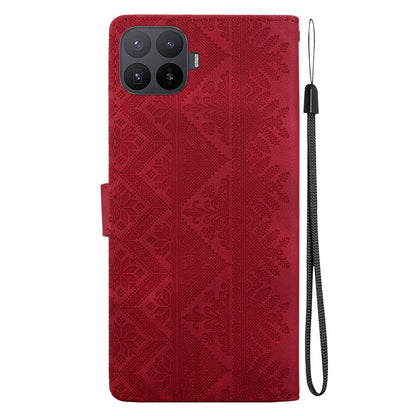 For Xiaomi 17T Pro 5G Ethnic Pattern Embossed Vegan Leather Phone Case - Red - EDA009980901C