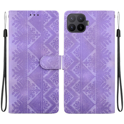 For Xiaomi 17T Pro 5G Ethnic Pattern Embossed Vegan Leather Phone Case - Purple - EDA009980901D