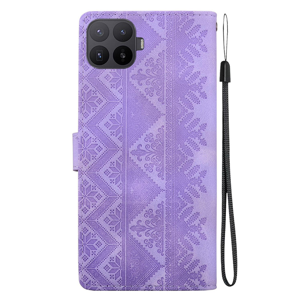 For Xiaomi 17T Pro 5G Ethnic Pattern Embossed Vegan Leather Phone Case - Purple - EDA009980901D