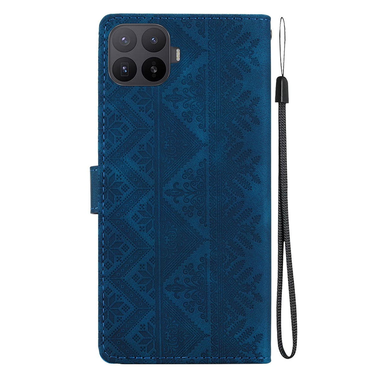 For Xiaomi 17T Pro 5G Ethnic Pattern Embossed Vegan Leather Phone Case - Dark Blue - EDA009980901E