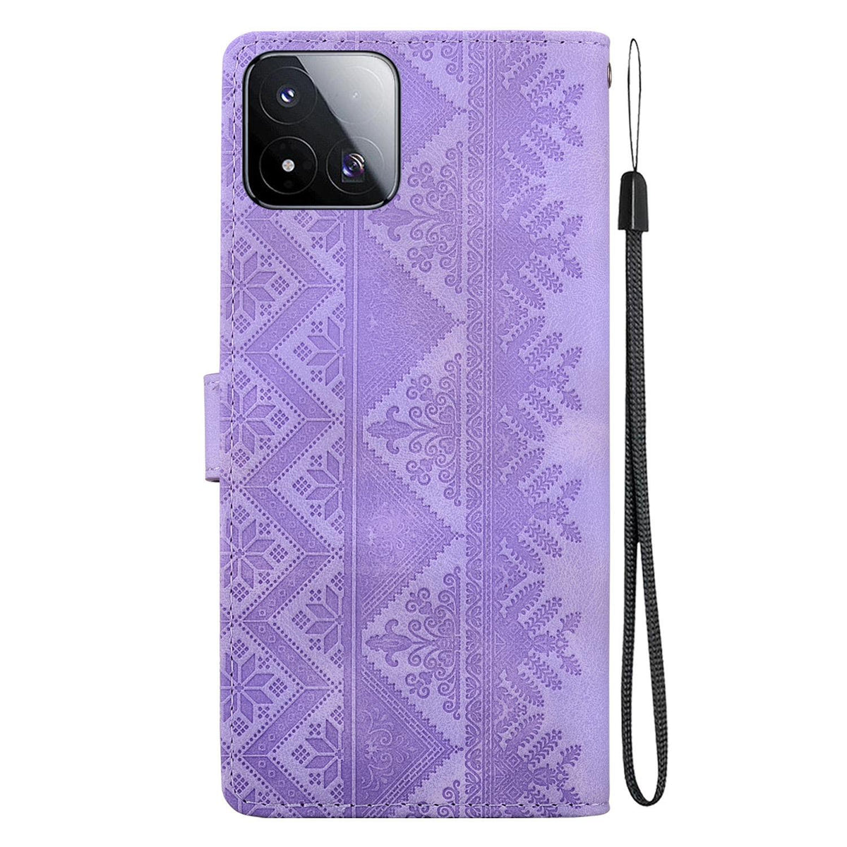 For Xiaomi 17 Max 5G Ethnic Pattern Embossed Vegan Leather Phone Case - Purple - EDA009980903D