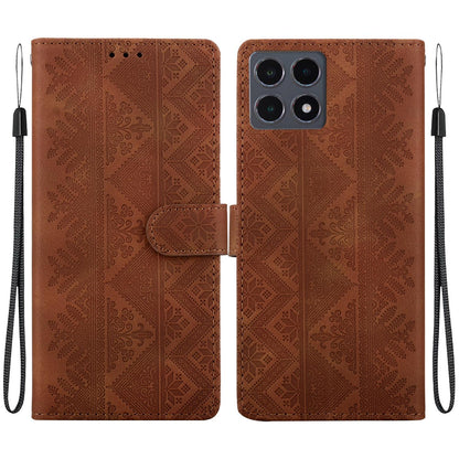 For Xiaomi 15T 5G Ethnic Pattern Embossed Vegan Leather Phone Case - Brown - EDA009980904A