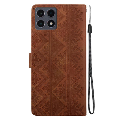 For Xiaomi 15T 5G Ethnic Pattern Embossed Vegan Leather Phone Case - Brown - EDA009980904A