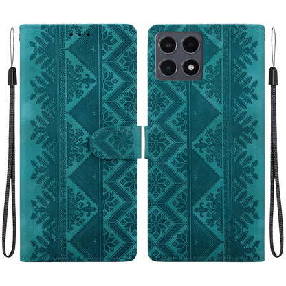 For Xiaomi 15T 5G Ethnic Pattern Embossed Vegan Leather Phone Case - Green - EDA009980904B