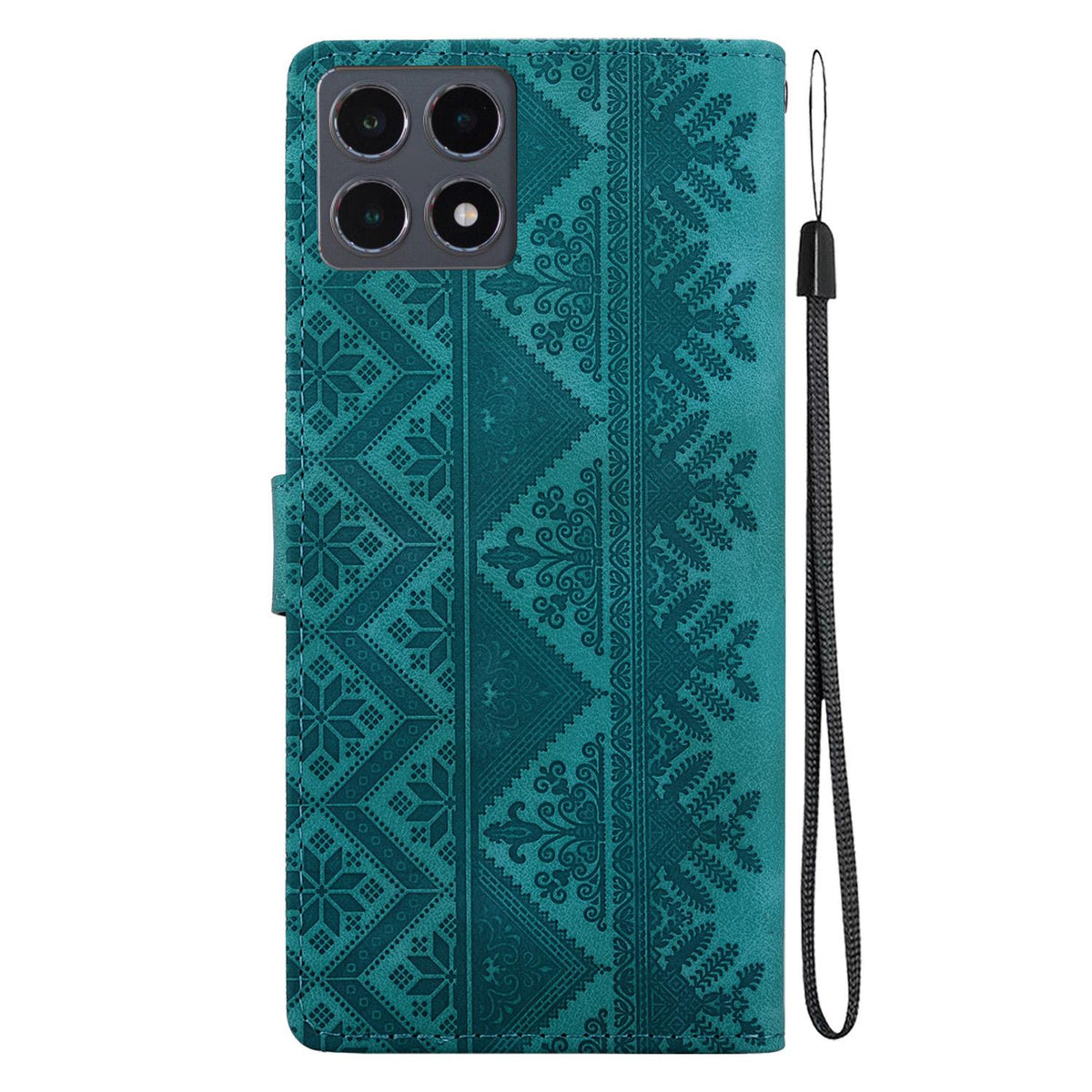 For Xiaomi 15T 5G Ethnic Pattern Embossed Vegan Leather Phone Case - Green - EDA009980904B