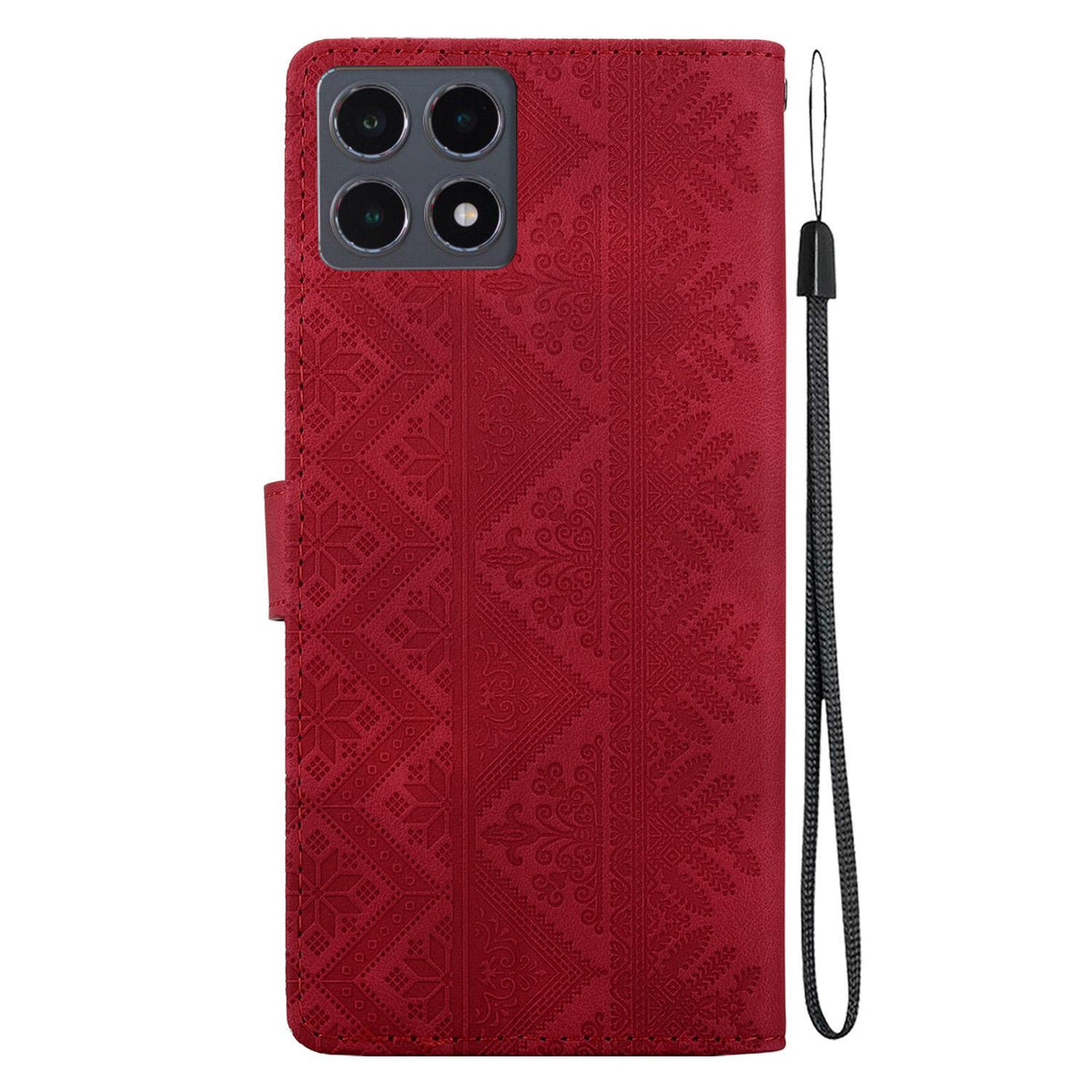 For Xiaomi 15T 5G Ethnic Pattern Embossed Vegan Leather Phone Case - Red - EDA009980904C