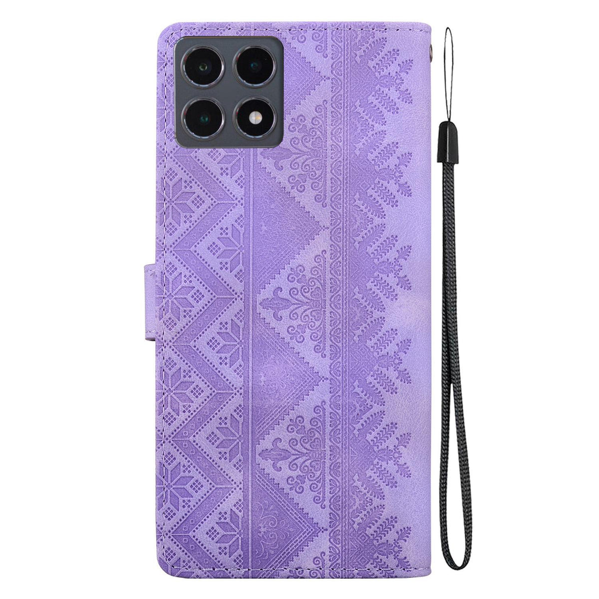 For Xiaomi 15T 5G Ethnic Pattern Embossed Vegan Leather Phone Case - Purple - EDA009980904D