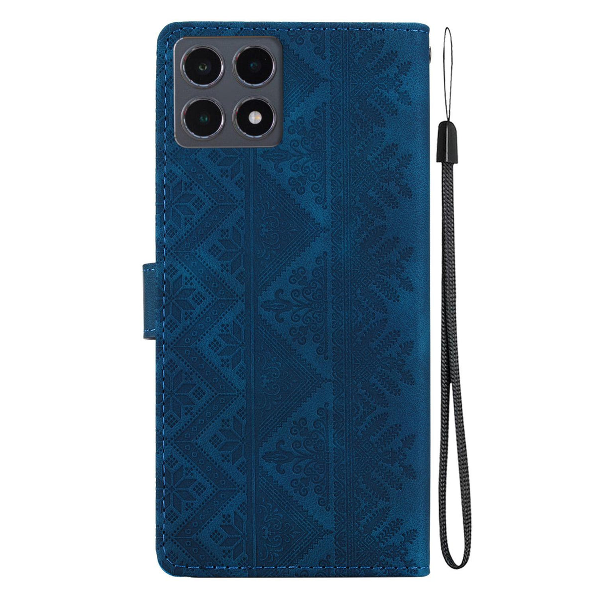 For Xiaomi 15T 5G Ethnic Pattern Embossed Vegan Leather Phone Case - Dark Blue - EDA009980904E