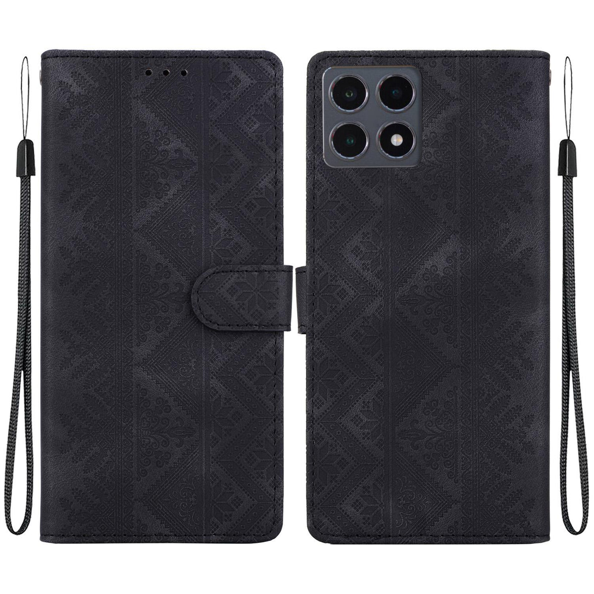 For Xiaomi 15T 5G Ethnic Pattern Embossed Vegan Leather Phone Case - Black - EDA009980904F