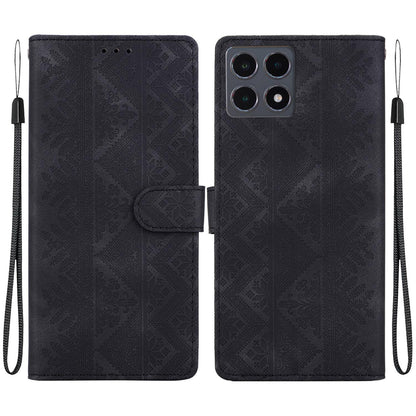 For Xiaomi 15T 5G Ethnic Pattern Embossed Vegan Leather Phone Case - Black - EDA009980904F