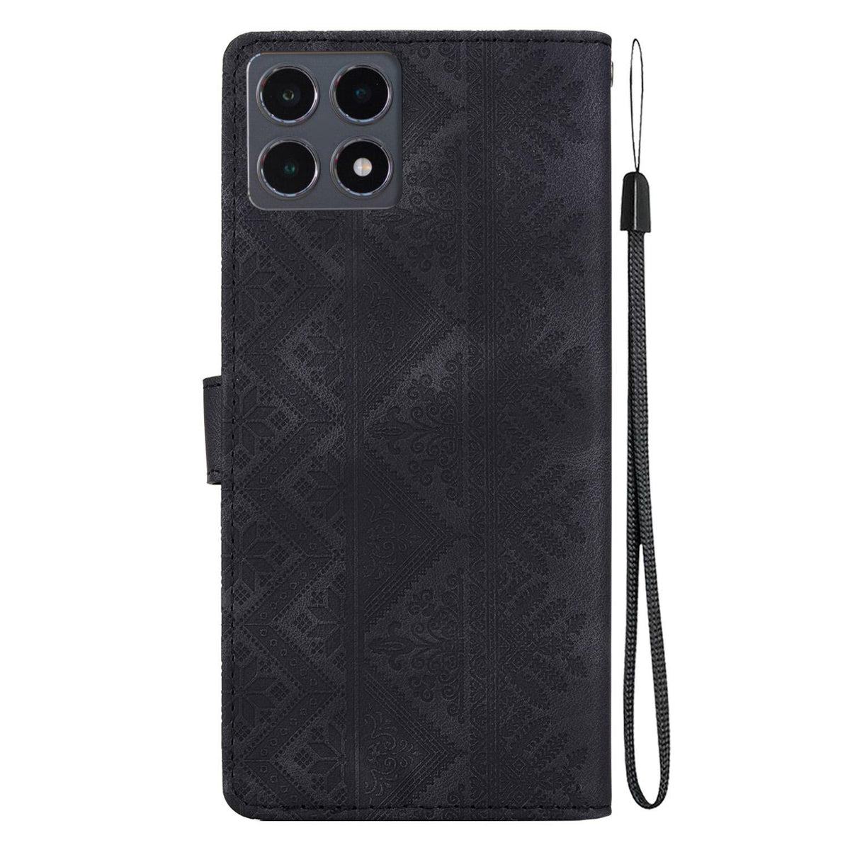For Xiaomi 15T 5G Ethnic Pattern Embossed Vegan Leather Phone Case - Black - EDA009980904F