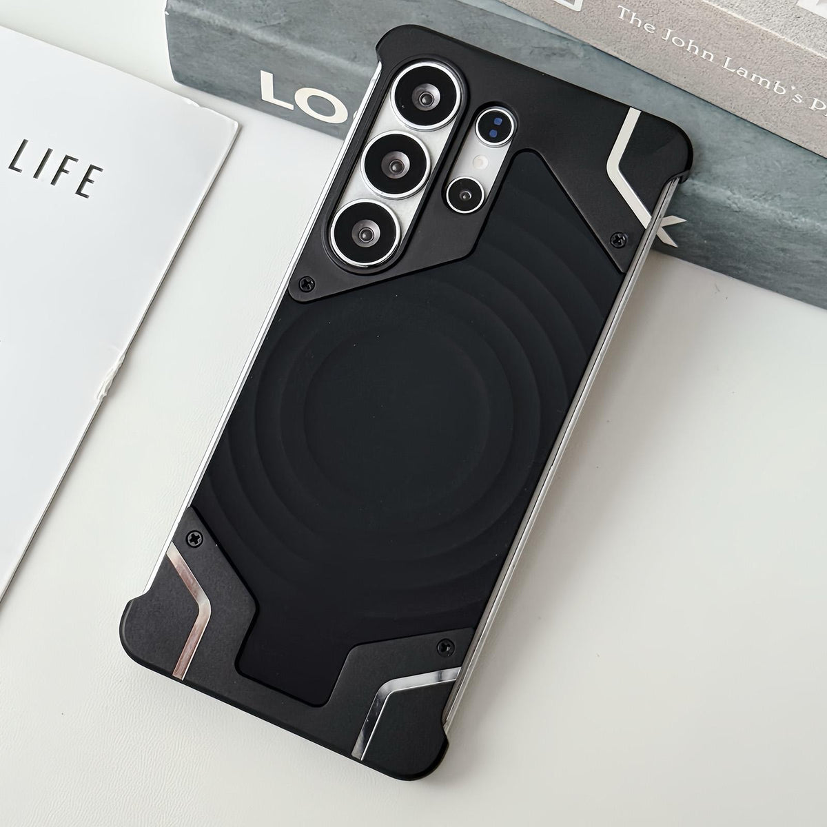 For Galaxy S26 Ultra 5G Frameless Armor Silicone Wave Magnetic Phone Case - Black - EDA009981301A