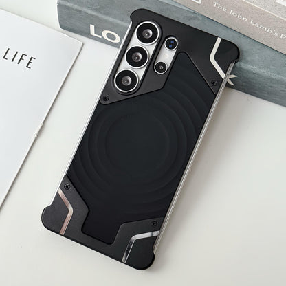 For Galaxy S26 Ultra 5G Frameless Armor Silicone Wave Magnetic Phone Case - Black - EDA009981301A