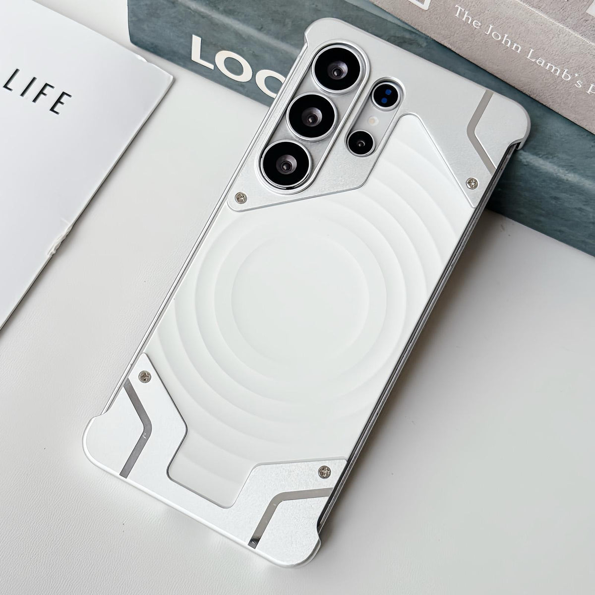 For Galaxy S26 Ultra 5G Frameless Armor Silicone Wave Magnetic Phone Case - Silver - EDA009981301B