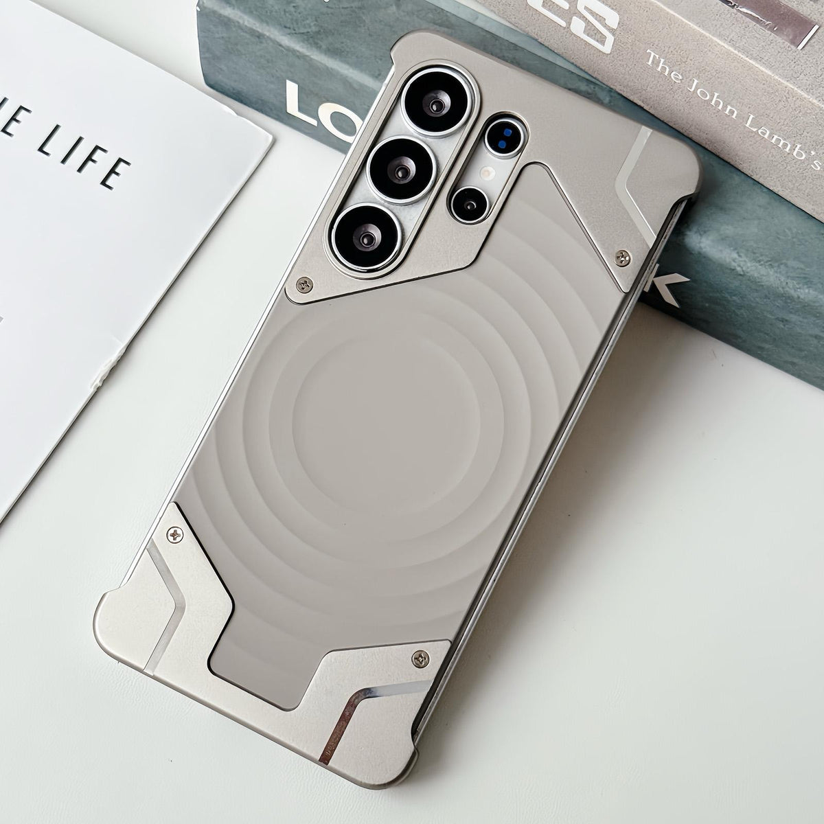 For Galaxy S26 Ultra 5G Frameless Armor Silicone Wave Magnetic Phone Case - Titanium Color - EDA009981301C