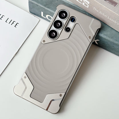 For Galaxy S26 Ultra 5G Frameless Armor Silicone Wave Magnetic Phone Case - Titanium Color - EDA009981301C