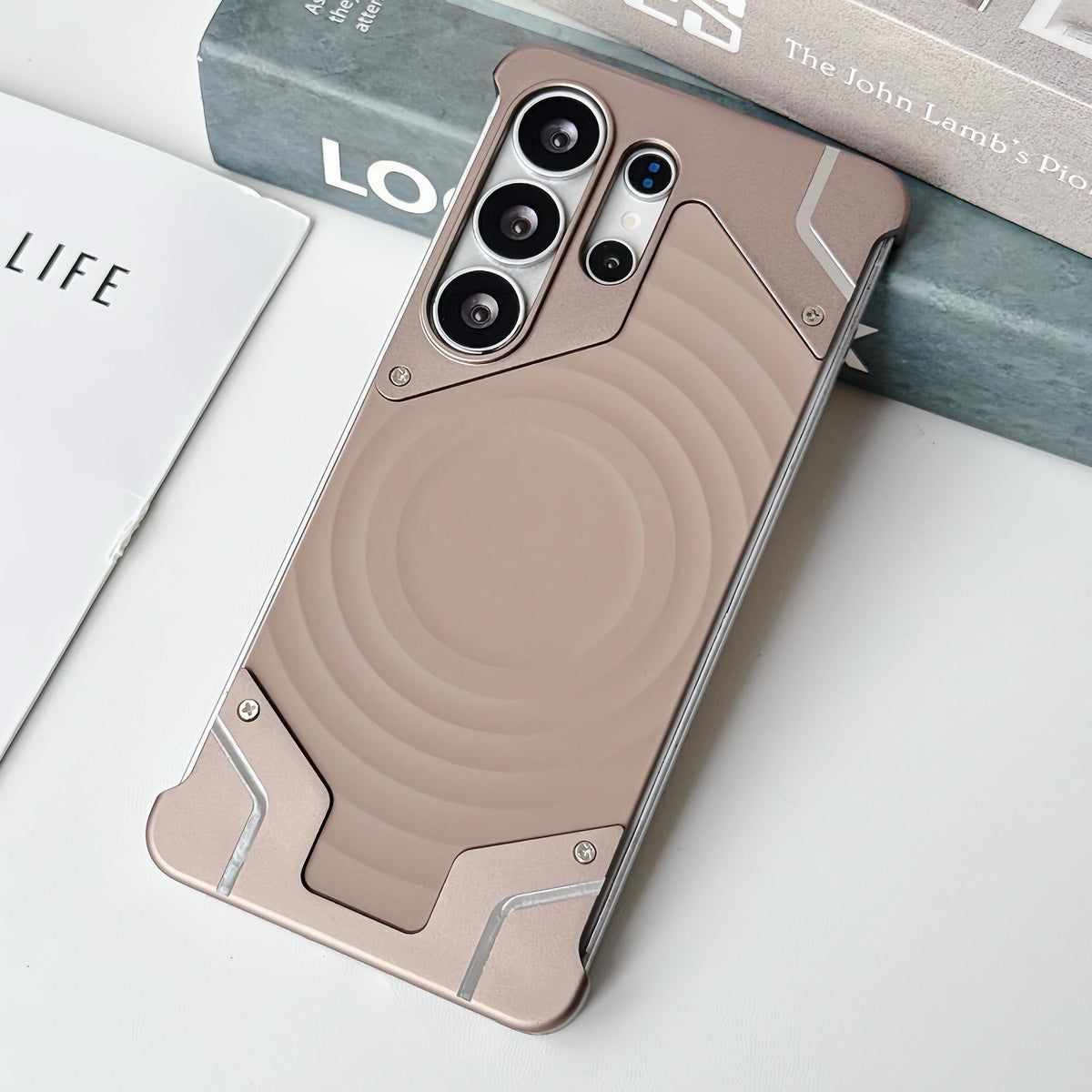 For Galaxy S26 Ultra 5G Frameless Armor Silicone Wave Magnetic Phone Case - Desert Gold - EDA009981301D