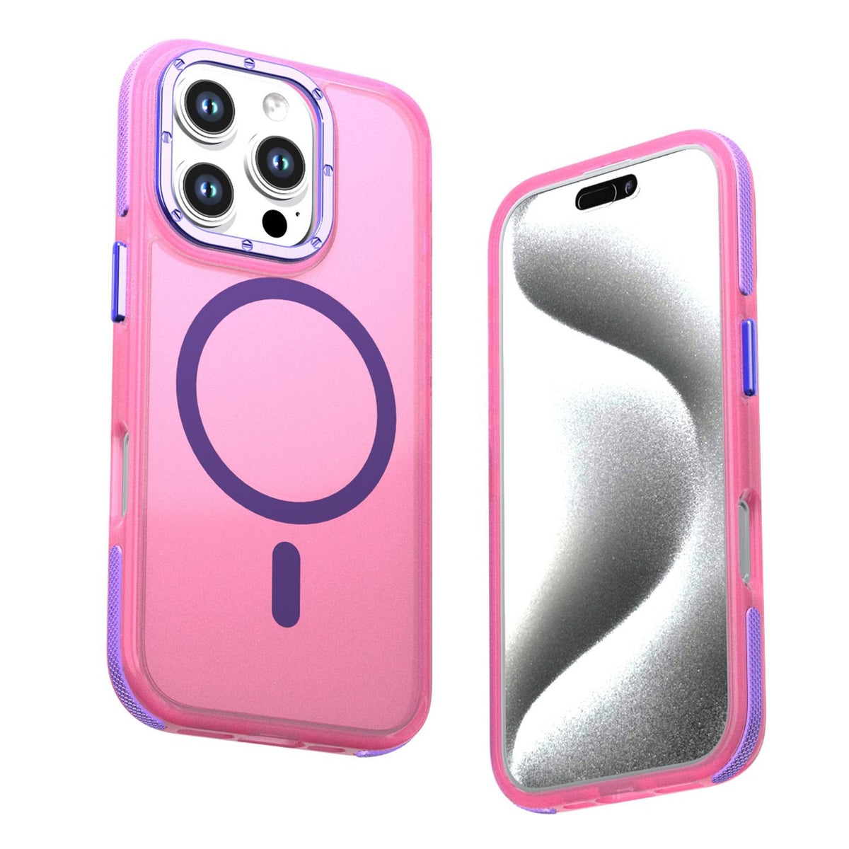 For iPhone 16 Pro Two-tone Contrast Magnetic Phone Case - Pink - EDA009981501A