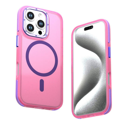For iPhone 16 Pro Two-tone Contrast Magnetic Phone Case - Pink - EDA009981501A