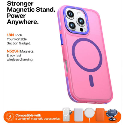 For iPhone 16 Pro Two-tone Contrast Magnetic Phone Case - Pink - EDA009981501A