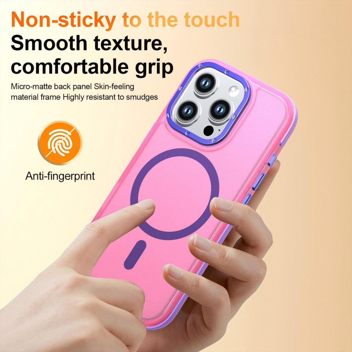 For iPhone 16 Pro Two-tone Contrast Magnetic Phone Case - Pink - EDA009981501A