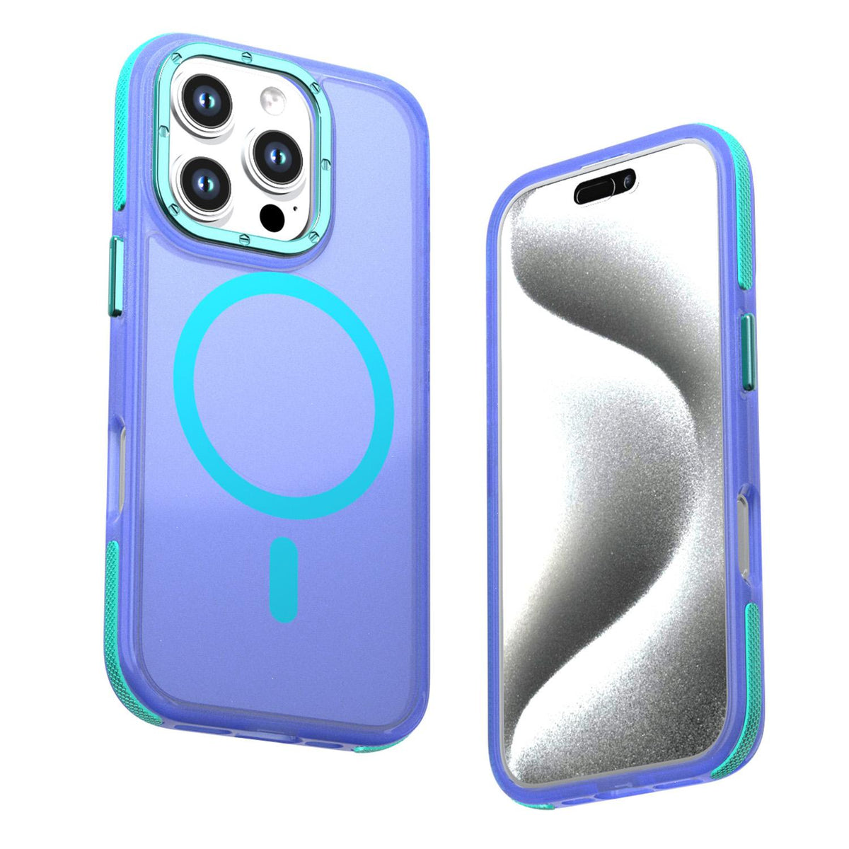 For iPhone 16 Pro Two-tone Contrast Magnetic Phone Case - Blue - EDA009981501B