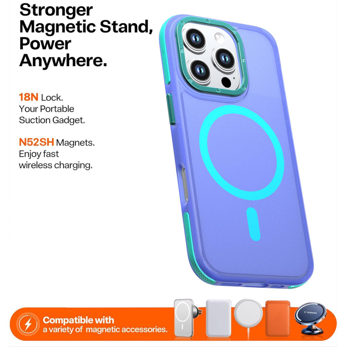 For iPhone 16 Pro Two-tone Contrast Magnetic Phone Case - Blue - EDA009981501B