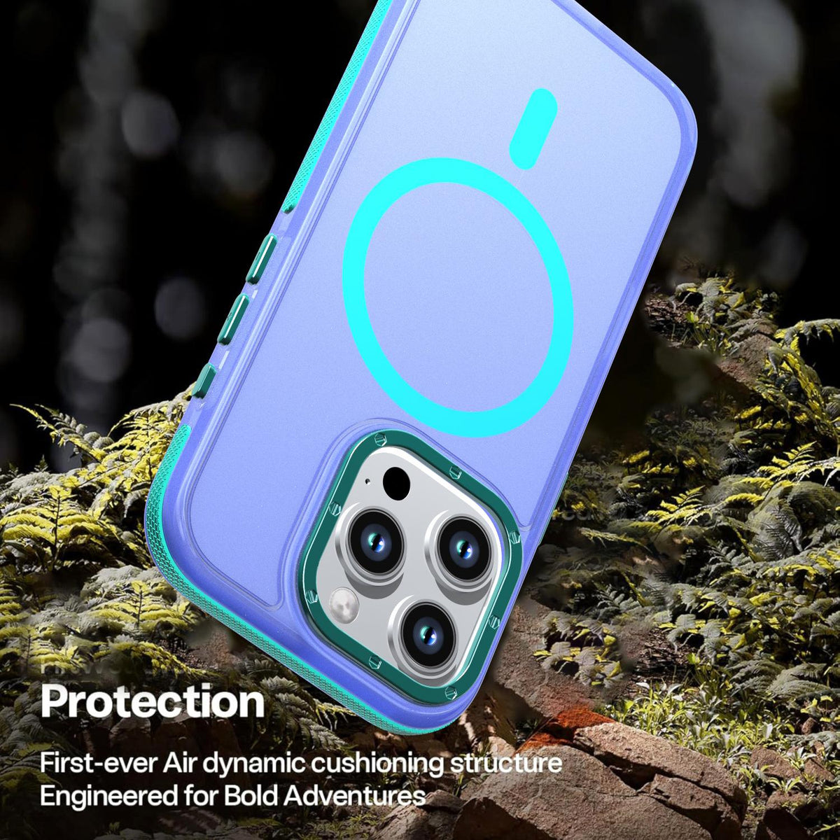 For iPhone 16 Pro Two-tone Contrast Magnetic Phone Case - Blue - EDA009981501B
