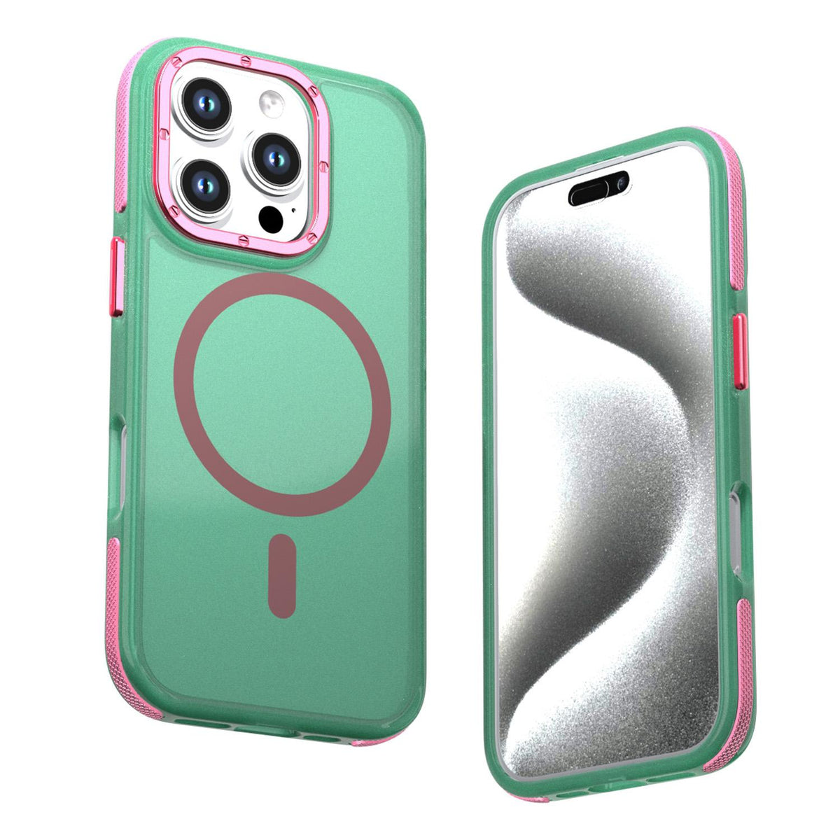 For iPhone 16 Pro Two-tone Contrast Magnetic Phone Case - Green - EDA009981501C