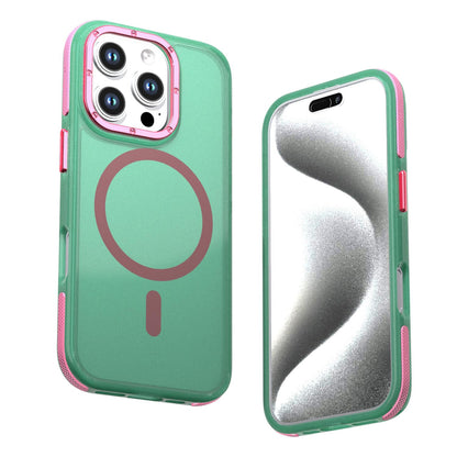 For iPhone 16 Pro Two-tone Contrast Magnetic Phone Case - Green - EDA009981501C