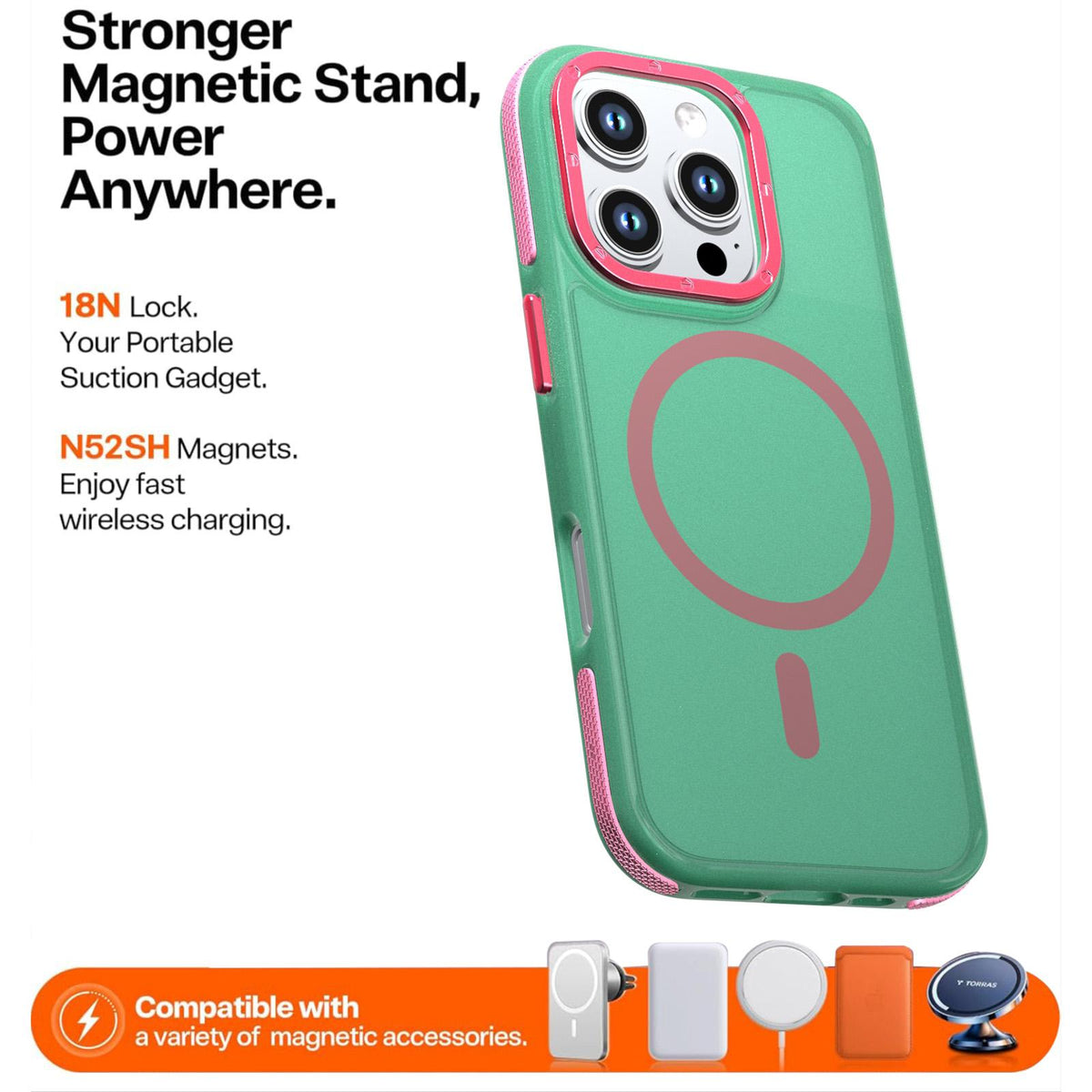 For iPhone 16 Pro Two-tone Contrast Magnetic Phone Case - Green - EDA009981501C
