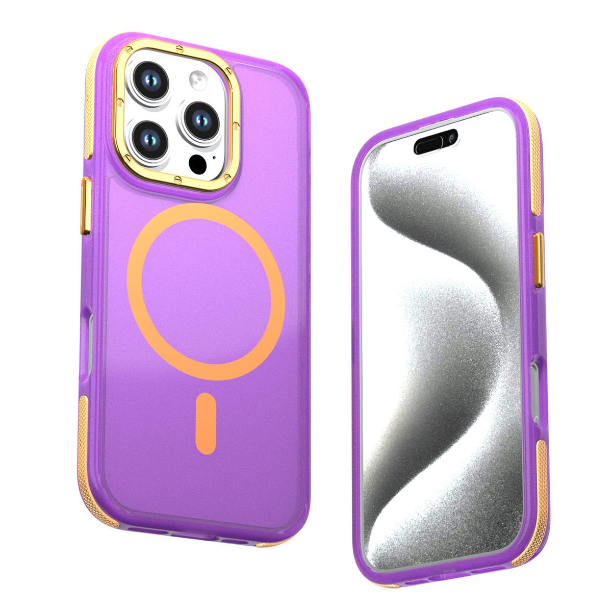 For iPhone 16 Pro Two-tone Contrast Magnetic Phone Case - Purple - EDA009981501D