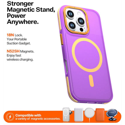 For iPhone 16 Pro Two-tone Contrast Magnetic Phone Case - Purple - EDA009981501D