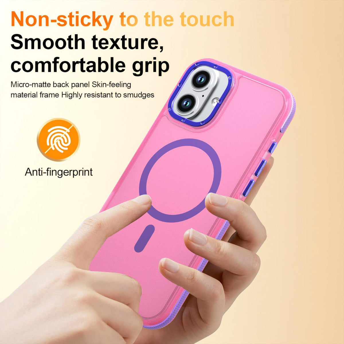 For iPhone 16 Plus Two-tone Contrast Magnetic Phone Case - Pink - EDA009981502A