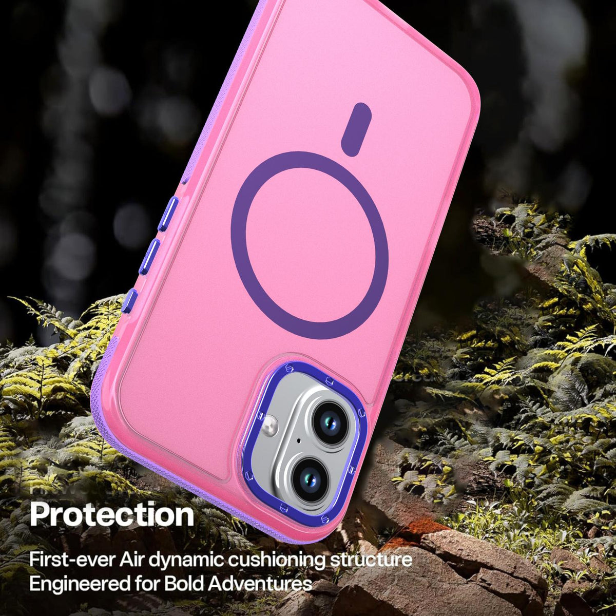 For iPhone 16 Plus Two-tone Contrast Magnetic Phone Case - Pink - EDA009981502A
