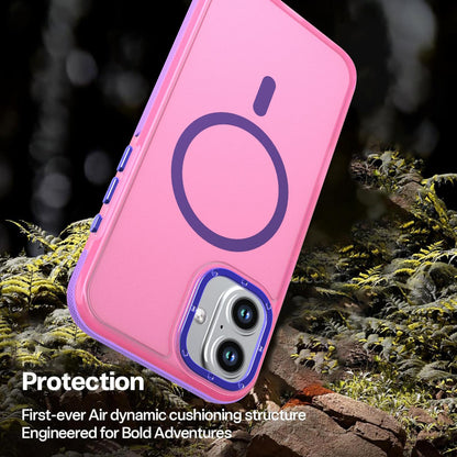 For iPhone 16 Plus Two-tone Contrast Magnetic Phone Case - Pink - EDA009981502A