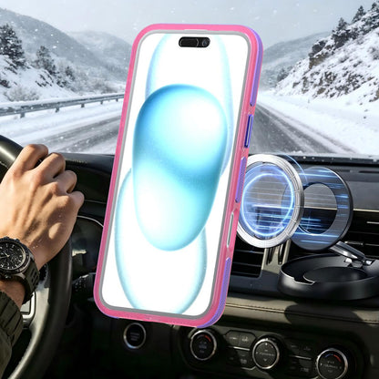 For iPhone 16 Plus Two-tone Contrast Magnetic Phone Case - Pink - EDA009981502A